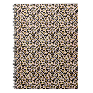 Blush Pink Gold Black Leopard Print        Notebook