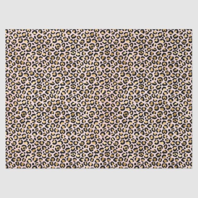 Blush Pink Gold Black Leopard Print   Tissue Paper (Front)