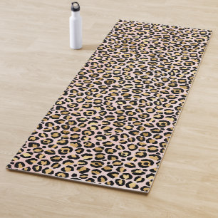 Blush Pink Gold Black Leopard Print           Yoga Mat