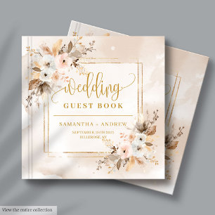 Blush Pink Gold Boho Autumn Wedding Guest Book