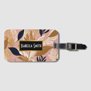 Blush Pink Gold Boho Leaves Modern Collection Luggage Tag