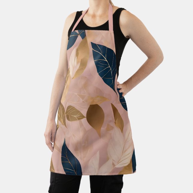 Blush Pink Gold Boho Leaves Popular Collection Apron (Insitu)