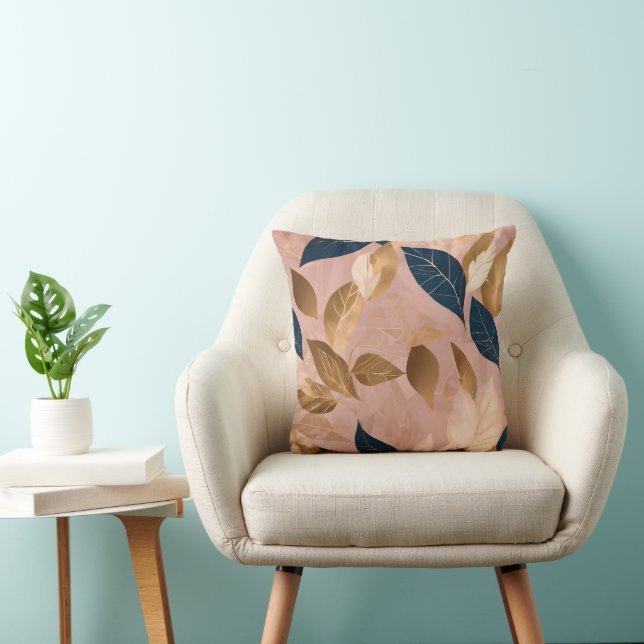 Blush Pink Gold Boho Leaves Popular Collection Cushion (Chair)
