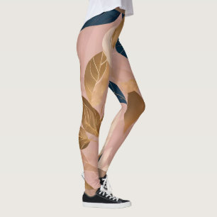 Blush Pink Gold Boho Leaves Popular Collection Leggings