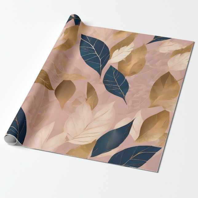 Blush Pink Gold Boho Leaves Popular Collection Wrapping Paper (Unrolled)