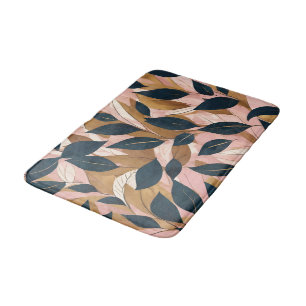 Blush Pink Gold Boho Leaves Trendy Collection Bath Mat