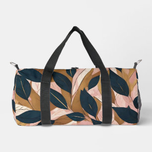 Blush Pink Gold Boho Leaves Trendy Collection Duffle Bag
