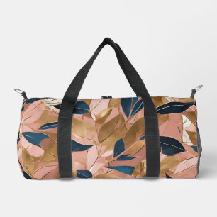 Blush Pink Gold Boho Popular Leaves Collection Duffle Bag