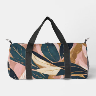 Blush Pink Gold Boho Trendy Leaves Collection Duffle Bag