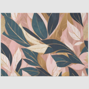 Blush Pink Gold Boho Trendy Leaves Collection Tissue Paper