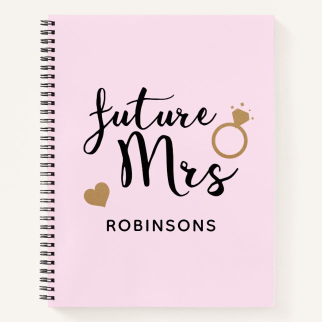 Blush Pink Gold Bridal Wedding Planner Future Mrs Notebook (Front)