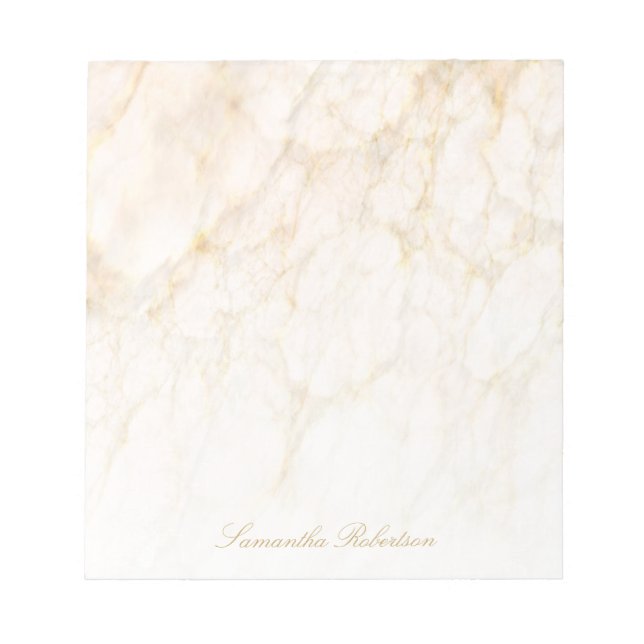 Blush Pink Gold Brown Elegant Marble Notepad (Front)
