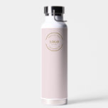 Blush Pink Gold Business Logo QR code Water Bottle<br><div class="desc">Make a statement with your business logo on a professional blush pink water bottle. Increase web-traffic and customer engagement with the Custom QR code generator on the bottle, which can link directly to your website. Don't miss out on this unique promotional opportunity! Customise your water bottles today. Give these at...</div>