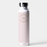 Blush Pink Gold Business Logo QR code Water Bottle<br><div class="desc">Make a statement with your business logo on a professional blush pink water bottle. Increase web-traffic and customer engagement with the Custom QR code generator on the bottle, which can link directly to your website. Don't miss out on this unique promotional opportunity! Customise your water bottles today. Give these at...</div>