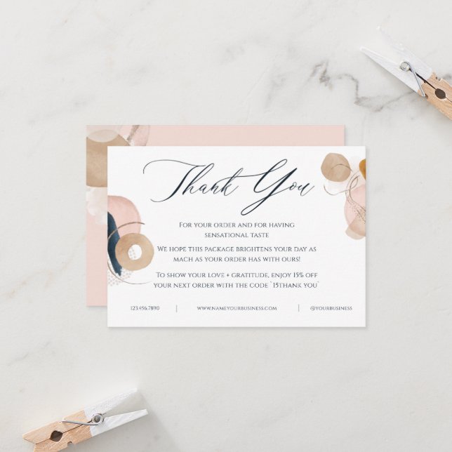 Blush Pink & Gold Business Thank You Card (Front/Back In Situ)