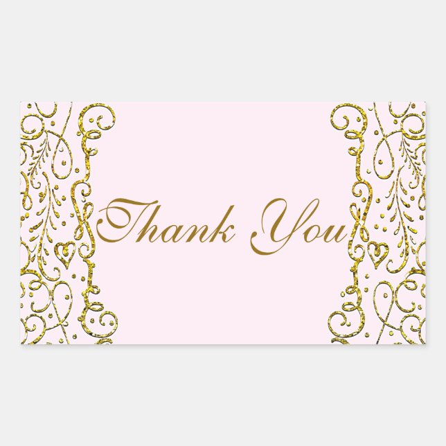 Blush Pink Gold Castle PRINCESS PARTY Birthday Rectangular Sticker (Front)