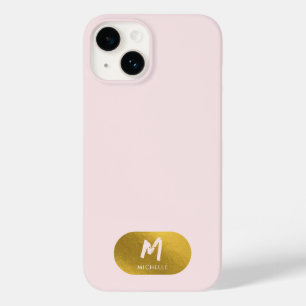 Blush Pink Gold Chic Feminine Monogram Initial  Case-Mate iPhone 14 Case