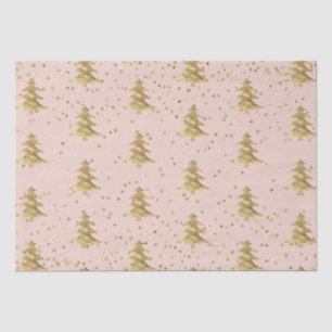 Blush Pink Gold Christmas Tree Stripes Sparkle Tissue Paper