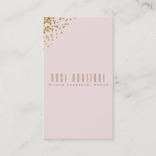 Blush Pink Gold Confetti Corners Elegant Chic Business Card