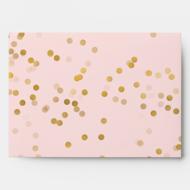 Blush Pink Gold Confetti Dots Envelope (Front)