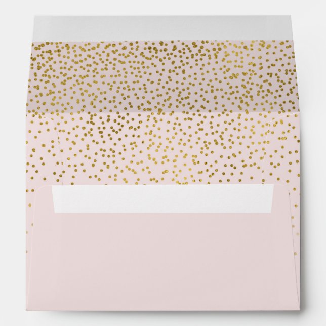 Blush Pink & Gold Confetti Modern Engagement Party Envelopes (Back (Bottom))
