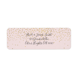 Blush Pink & Gold Confetti Modern Engagement Party Return Address Label