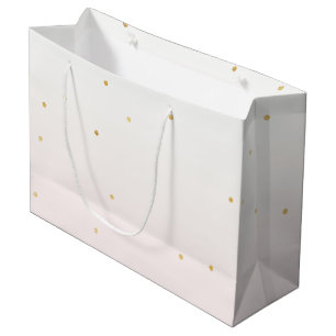 Blush Pink Gold Confetti Sparkle Ombre Large Gift Bag