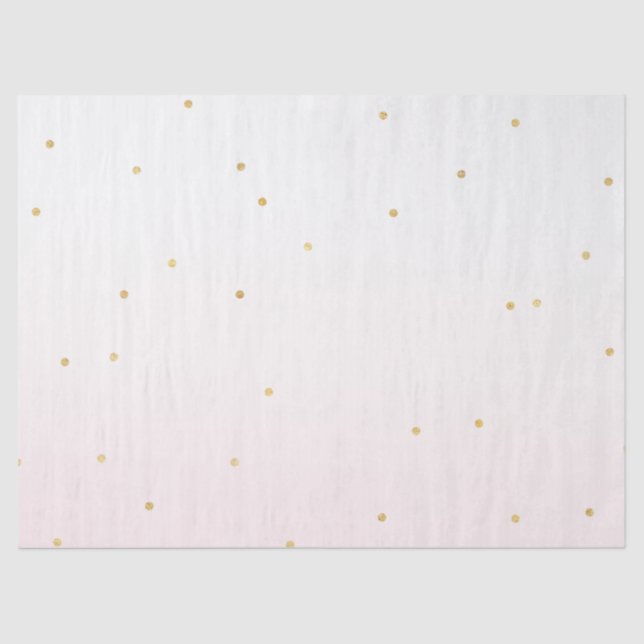 Blush Pink Gold Confetti Sparkle Ombre Tissue Paper (Front)