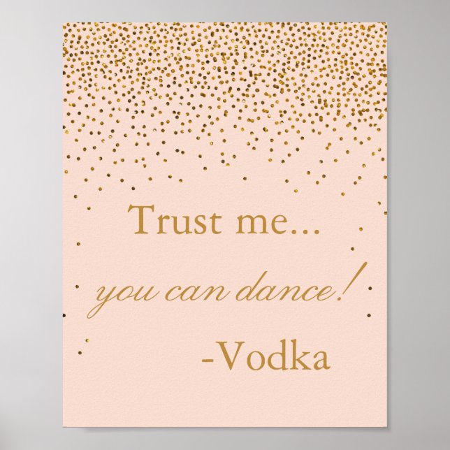 Blush Pink & Gold Confetti Wedding Party Sign (Front)