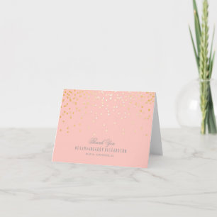 Blush Pink Gold Confetti Wedding Thank You Card