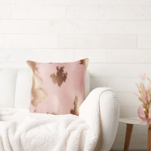 Blush Pink Gold Cowgirl Cowhide Cushion