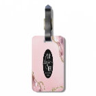 Blush Pink Gold Custom Logo QR Code Agate Monogram