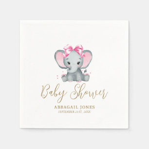 Blush Pink Gold Cute Elephant Elegant Baby Shower Napkin