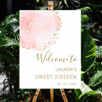 Blush Pink Gold Dots Sweet Sixteen Welcome