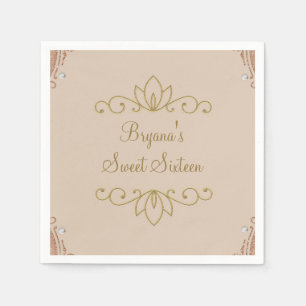 Blush Pink & Gold Elegant Chic Custom Party Napkin