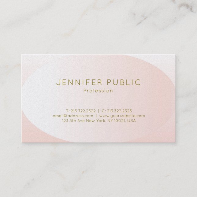Blush Pink Gold Elegant Design Trendy Luxury Plain Business Card (Front)
