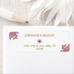 Blush Pink Gold Elegant Floral Botanical Wedding Return Address Label