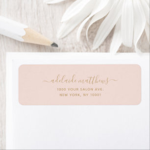 Blush Pink Gold Elegant Script Return Address Label