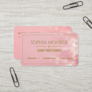 Blush Pink & Gold Event Planner Business Card