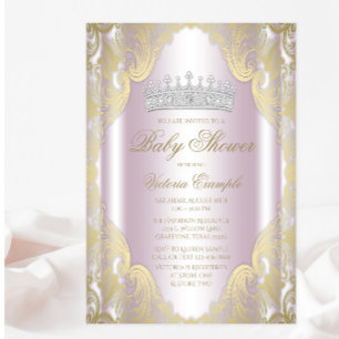 Blush Pink Gold Fancy Princess Baby Shower Invitation
