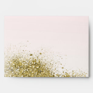Blush Pink Gold Faux Glitter Glitzy Ombre Envelope