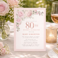 Blush Pink Gold Floral 80th Birthday Party