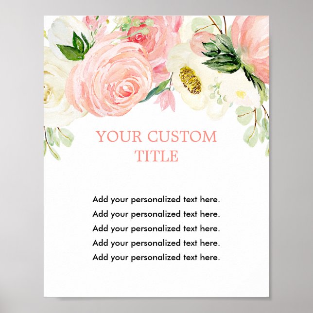 Blush pink gold floral greenery custom sign (Front)
