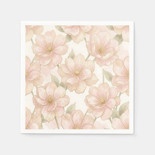 Blush Pink Gold Floral Pattern Napkin