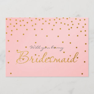 Blush Pink Gold Foil Confetti Dots BRIDESMAID CARD