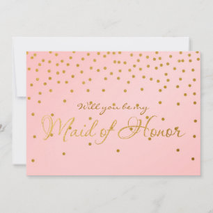 Blush Pink & Gold Foil Confetti MAID OF HONOR card