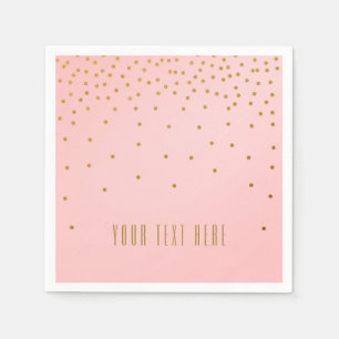 Blush Pink & Gold Foil Confetti Wedding Napkins