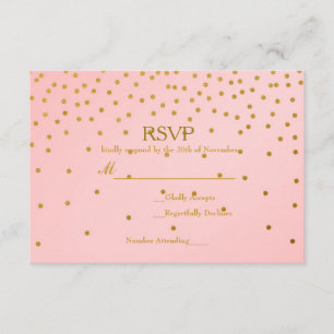 Blush Pink & Gold Foil Confetti Wedding RSVP Card