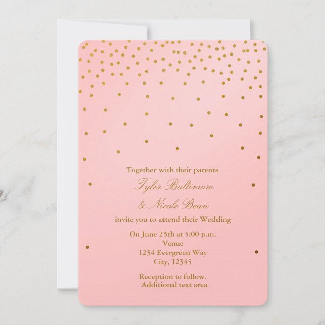 Blush Pink & Gold Foil Dots Modern Invitations (Front)