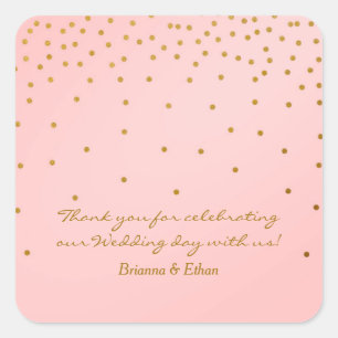 Blush Pink & Gold Foil Dots Modern Stickers